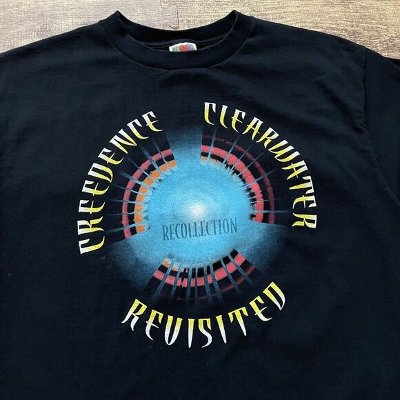 Vintage Creedence Clearwater Revival Revisited T-Shirt Band Tour Black Large - Picture 1 of 4